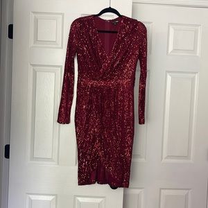 Red wine sequin dress.